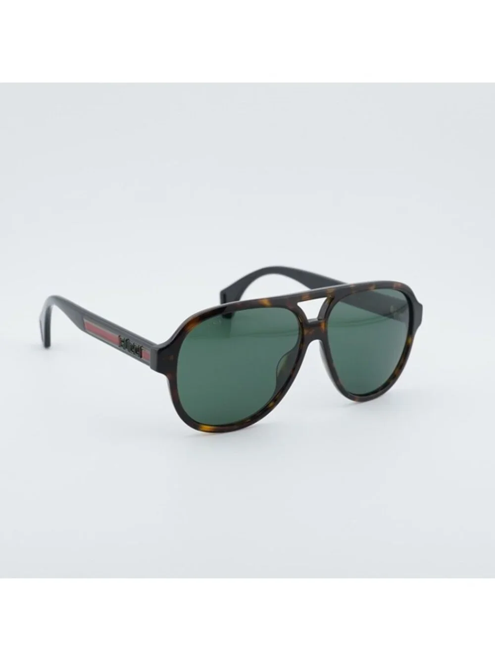 Gucci GG0463S 003 Sunglasses Havana Aviator Frame, Green Lenses